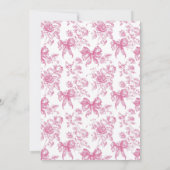 ピンクティー彼は彼女はブライダルシャワーゲームカードを言った 案内状 (裏面)