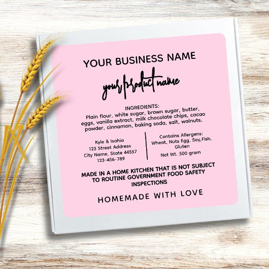 ピンクテキサス州コテージ法フードラベルシール スクエアシール