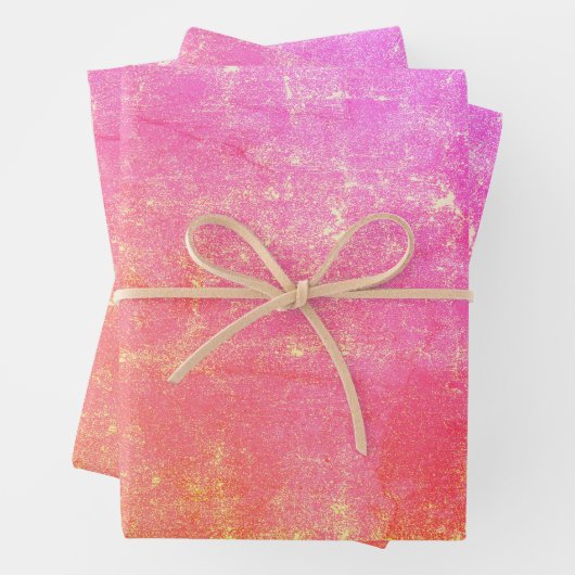 ピンクテクスチャヴィンテージアンティークイエローパープルシック ラッピングペーパーシート (インサイチュ)