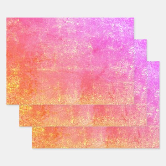 ピンクテクスチャヴィンテージアンティークイエローパープルシック ラッピングペーパーシート (セット)