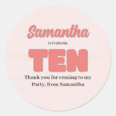 ピンクテティッド誕生日ガールパーティーフローラ ラウンドシール (正面)