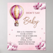 ピンクテディスタークラウドベビーシャワー言わないベビー ポスター (正面)