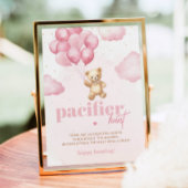 ピンクテディベアおしゃぶり狩りベビーシャワーゲーム ポスター