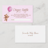 ピンクテディベアおむつラッフルチケット エンクロージャーカード (正面/裏面)
