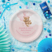 ピンクテディベアとバルーン紙プレート ペーパープレート (パーティー)