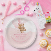 ピンクテディベアとバルーン紙プレート ペーパープレート (パーティー)