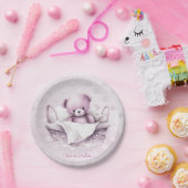 ピンクテディベアインバスケット紙プレート ペーパープレート (パーティー)