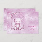 ピンクテディベアサンキューカード サンキューカード (正面/裏面)