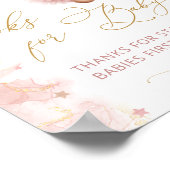 ピンクテディベアバルーンベビーガールブックスベビー ポスター (角)