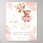 ピンクテディベアバルーンベビーガールブックスベビー ポスター (正面)