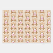 ピンクテディベアバルーンベビーガール1st誕生日 ラッピングペーパーシート (正面3)