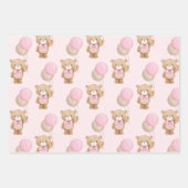 ピンクテディベアバルーンベビーガール1st誕生日 ラッピングペーパーシート (正面2)
