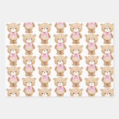 ピンクテディベアバルーンベビーガール1st誕生日 ラッピングペーパーシート (正面)