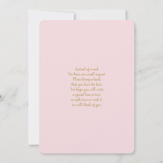 ピンクテディベアバルーンベビーシャワーガール 招待状 (裏面)