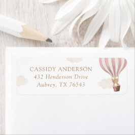 ピンクテディベアバルーンベビーシャワー差出人住所 ラベル