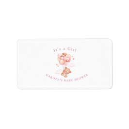 ピンクテディベアバルーンベビーシャワー差出人住所 ラベル