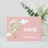 ピンクテディベアバルーン心よりお待ちいただきありがとうございます カード (スタンド正面)