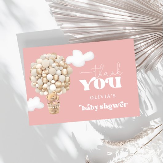 ピンクテディベアバルーン心よりお待ちいただきありがとうございます カード