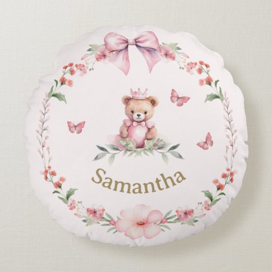 ピンクテディベアファンタジーズ ラウンドクッション (正面)