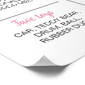 ピンクテディベアファースト誕生日マイルストーンサイン ポスター (角)