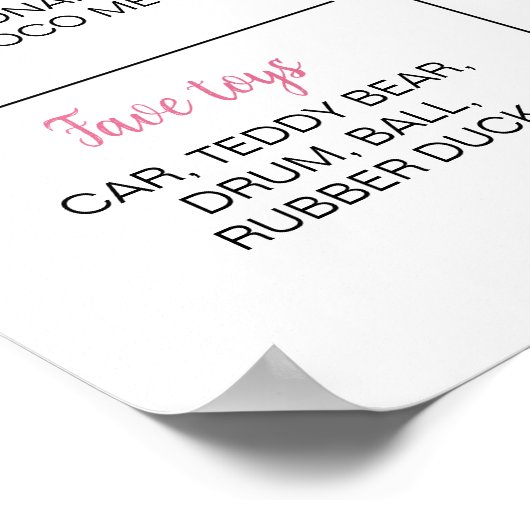 ピンクテディベアファースト誕生日マイルストーンサイン ポスター (角)