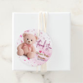 ピンクテディベアベビーシャワーありがとうメッセージカード フェイバータグ (インサイチュ)