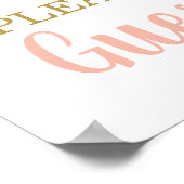 ピンクテディベアベビーシャワーガールサインGuest Book ポスター (角)