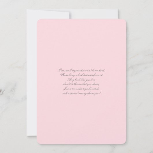 ピンクテディベアベビーシャワーガール招待状 招待状 (裏面)