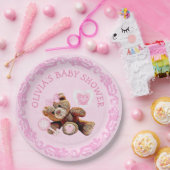 ピンクテディベアベビーシャワー紙プレート ペーパープレート (パーティー)