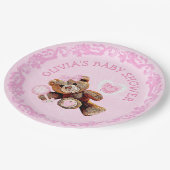 ピンクテディベアベビーシャワー紙プレート ペーパープレート (アングル)