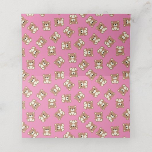 ピンクテディベアベビーシャワー プレイスカード (内部開封)