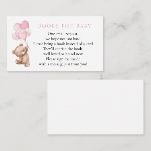 ピンクテディベアベビー エンクロージャーカード (正面/裏面)