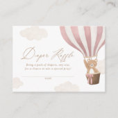 ピンクテディベアホットエアバルーンおむつラッフル エンクロージャーカード (正面)