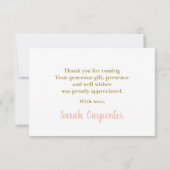 ピンクテディベアーガールありがとうノートカード ノートカード (裏面)