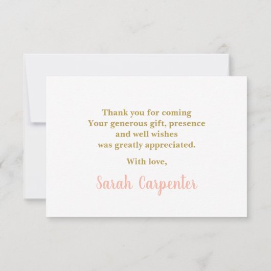 ピンクテディベアーガールありがとうノートカード ノートカード (裏面)