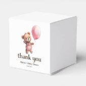 ピンクテディベアーガールベビーシャワーありがとう フェイバーボックス (裏面サイド)