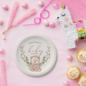 ピンクテディベアーガールベビーシャワー ペーパープレート (パーティー)