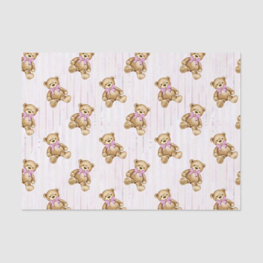 ピンクテディベアーズ&枕 薄葉紙 (正面)