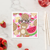 ピンクテディベアーピクニックサマーバースデーパーティー スタンダードカクテルナプキン (インサイチュ)
