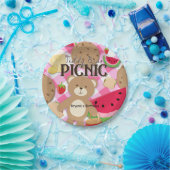 ピンクテディベアーピクニックサマーバースデーパーティー ペーパープレート (パーティー)