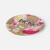 ピンクテディベアーピクニックサマーバースデーパーティー ペーパープレート (アングル)