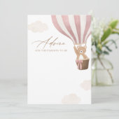 ピンクテディベアーホットエアバルーンベビーシャワーアドバイス 招待状 (スタンド正面)