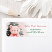 ピンクテディベア初めてのクリスマス差出人住所 ラベル (インサイチュ)