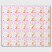 ピンクテディベア及びロッキングホース ラッピングペーパー (フラット)