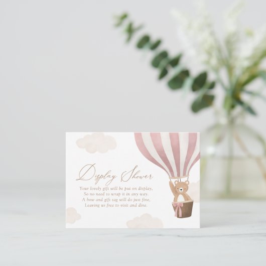 ピンクテディベア熱気球ディスプレイシャワー エンクロージャーカード (スタンド正面)