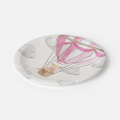 ピンクテディベア熱気球 ペーパープレート (アングル)