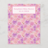 ピンクテディベア茶パーティーベビーシャワービンゴゲーム (裏面)