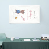 ピンクテディベア誕生日パーティー歓迎サイン 横断幕 (トレードショー)