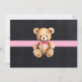 ピンクテディベア誕生日ベアリーおもしろい誕生日パーティー 招待状 (裏面)