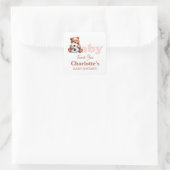 ピンクテディベア赤ちゃんシャワーありがとう スクエアシール (バッグ)